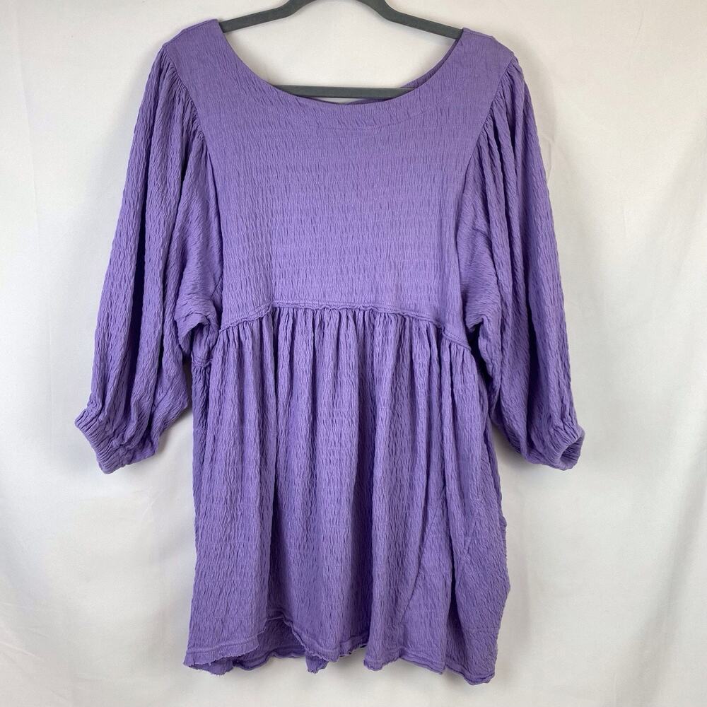Free People Beach Get Obsessed Puff Sleeve Baby Doll Dress Lilac Purple Size S